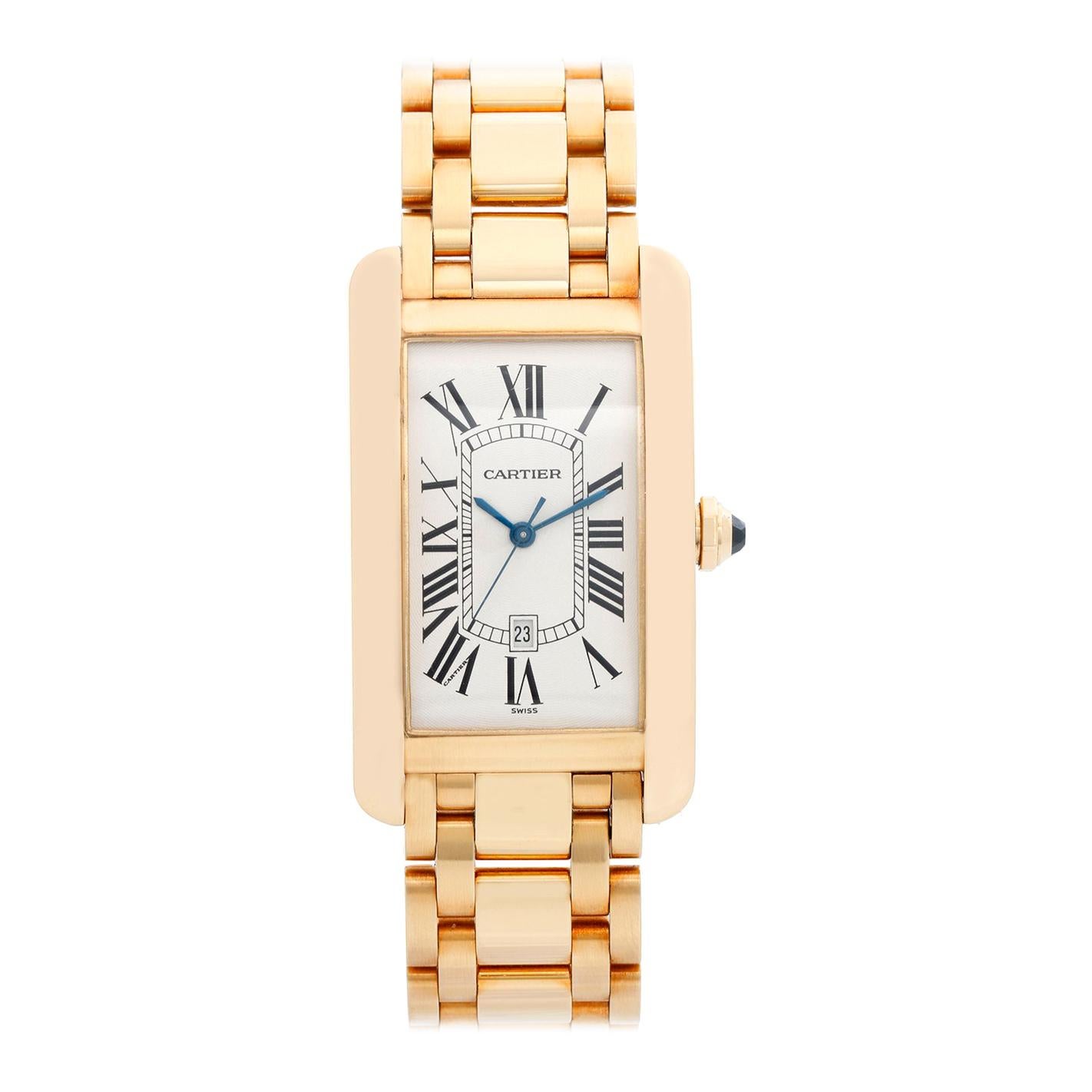 Cartier Tank Americaine 18 Karat Yellow Gold Men
s Large Watch
