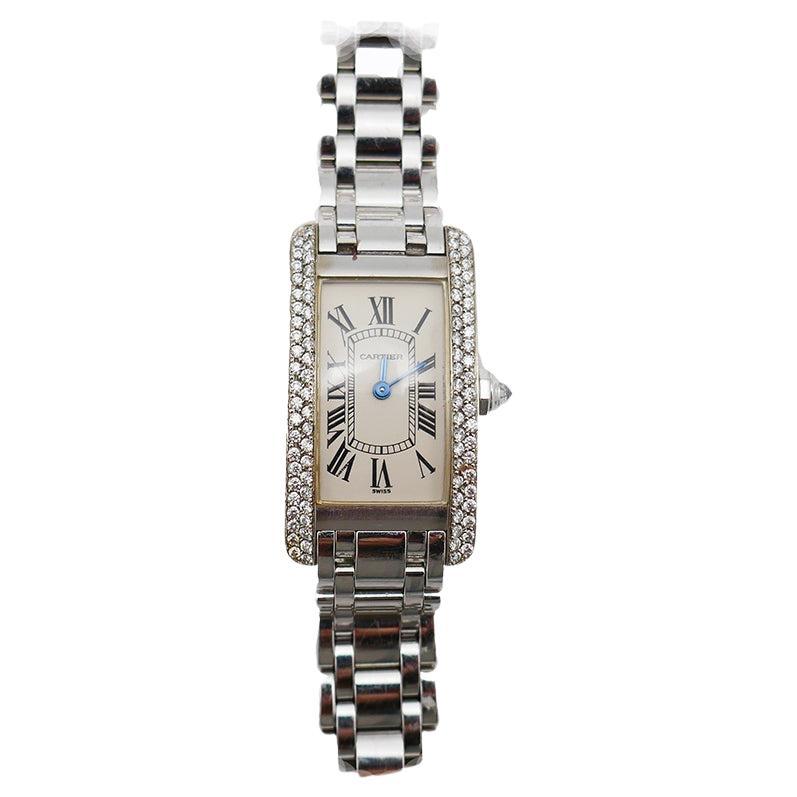 Cartier Tank Américaine 18k Gold Diamond Ladies Wristwatch