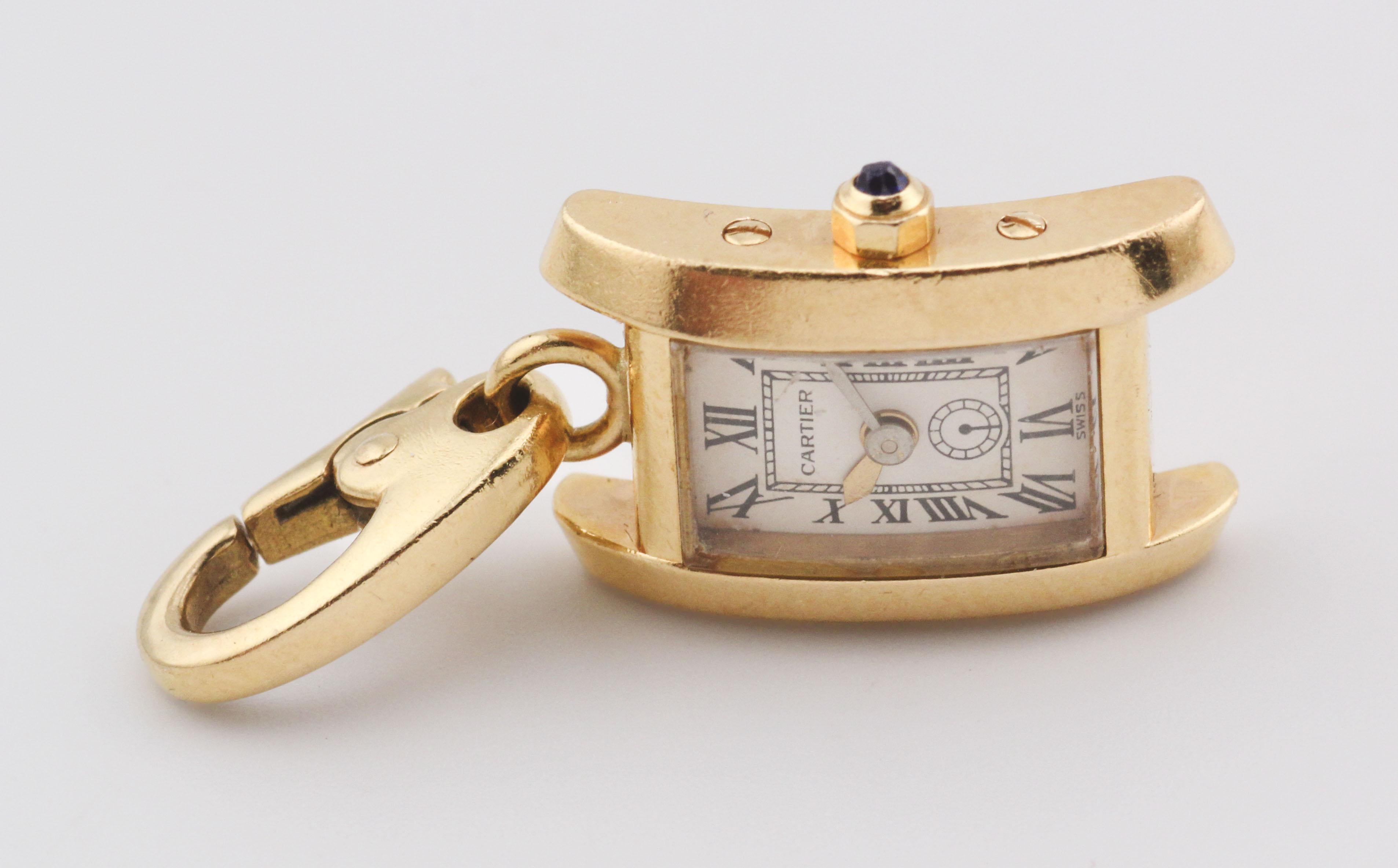 Cartier Tank Americaine 18k Gold Watch Charm For Sale 7