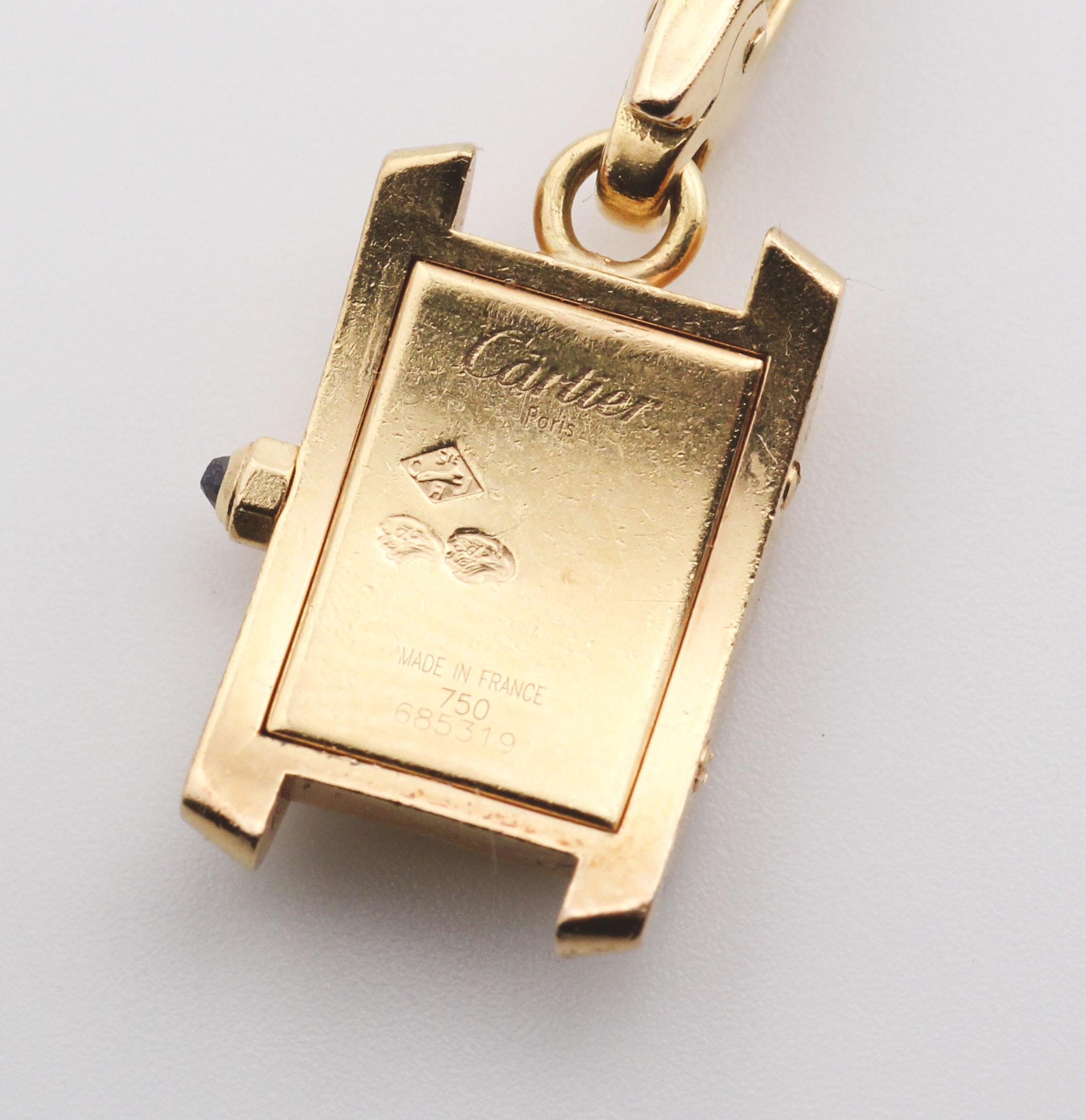 Women's or Men's Cartier Tank Americaine 18k Gold Watch Charm For Sale