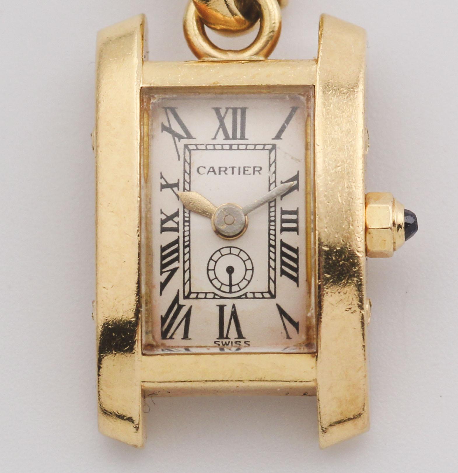 Cartier Tank Americaine 18k Gold Watch Charm For Sale 1