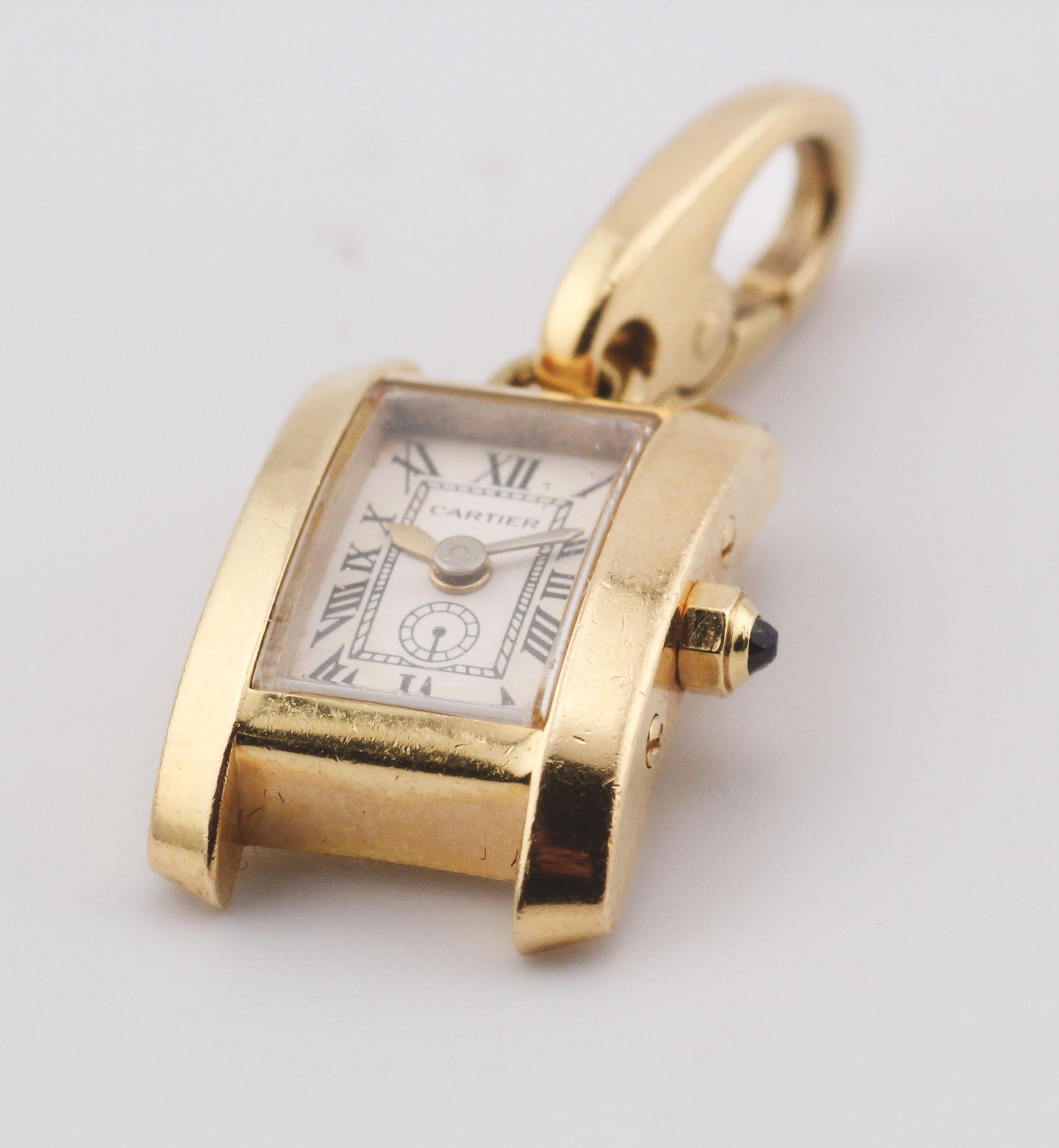 Cartier Tank Americaine 18k Gold Watch Charm For Sale 2