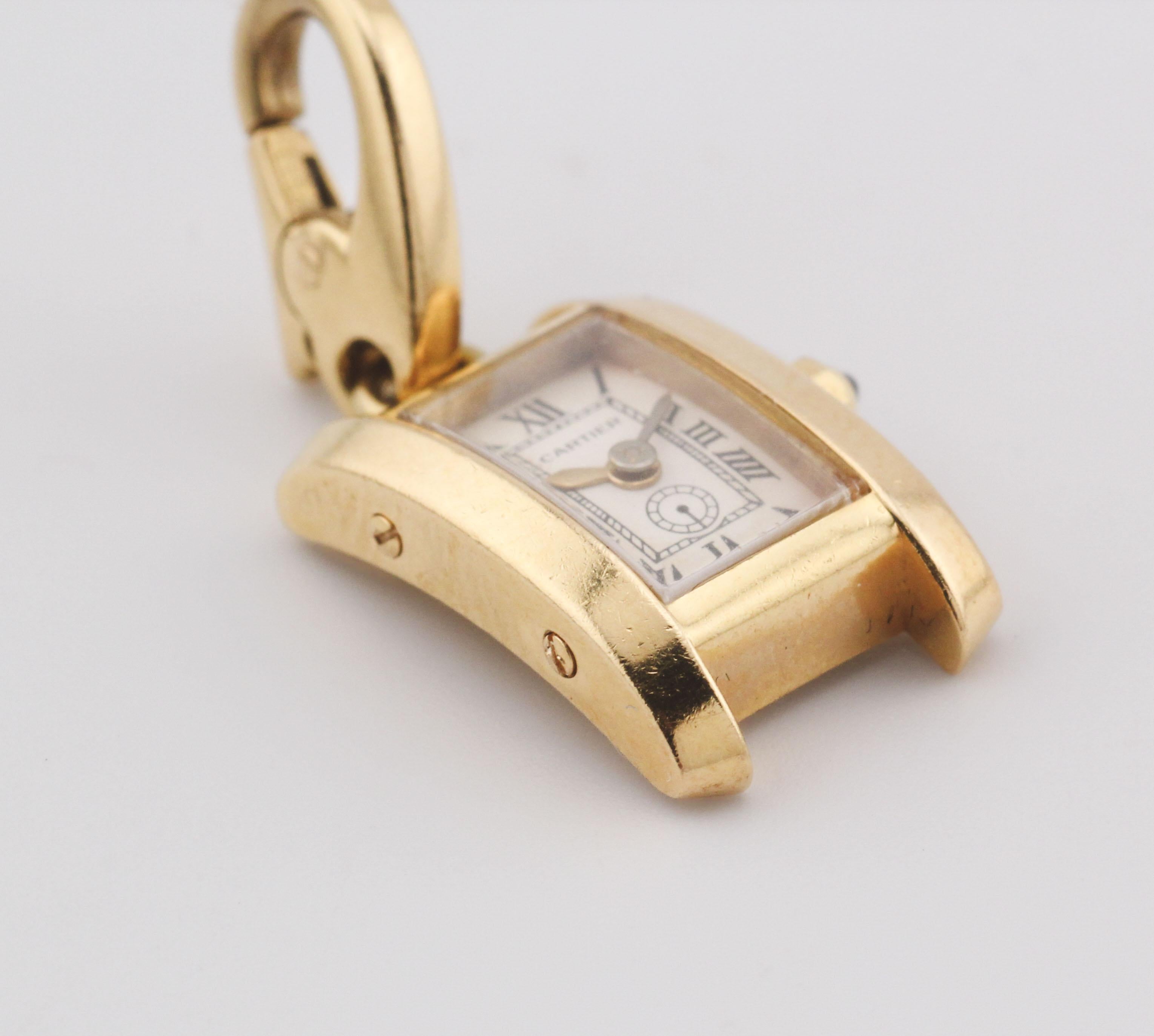 Cartier Tank Americaine 18k Gold Watch Charm For Sale 5