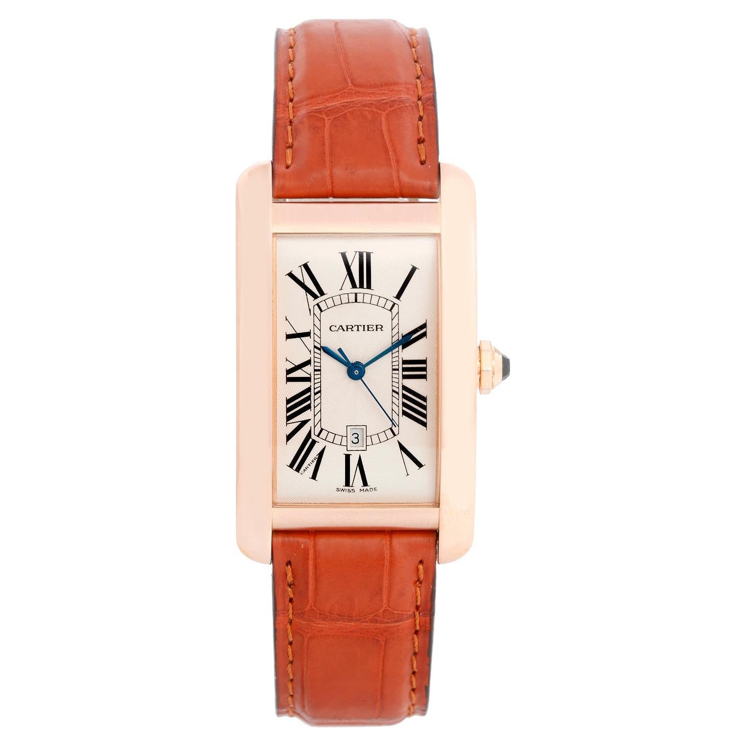 Cartier Tank Americaine 18k Rose Gold Automatic Watch W2609156