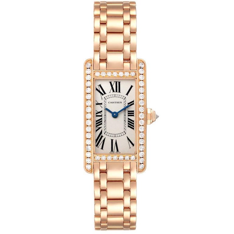 Cartier Tank Americaine 18K Rose Gold Diamond Ladies Watch WB7079M5 For ...