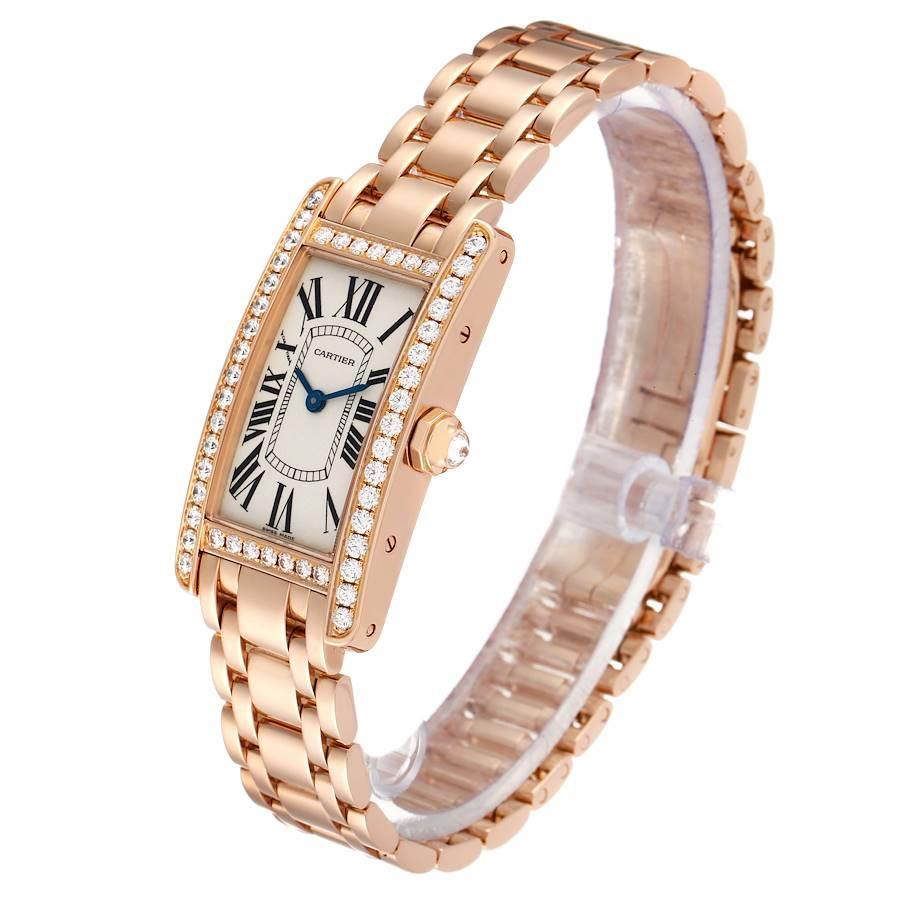 Women's Cartier Tank Americaine 18K Rose Gold Diamond Ladies Watch WB7079M5 For Sale