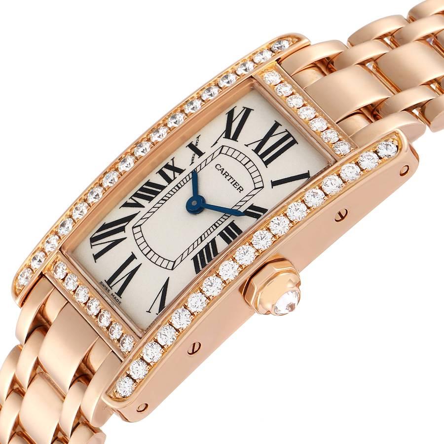 Cartier Tank Americaine 18K Rose Gold Diamond Ladies Watch WB7079M5 For Sale 1