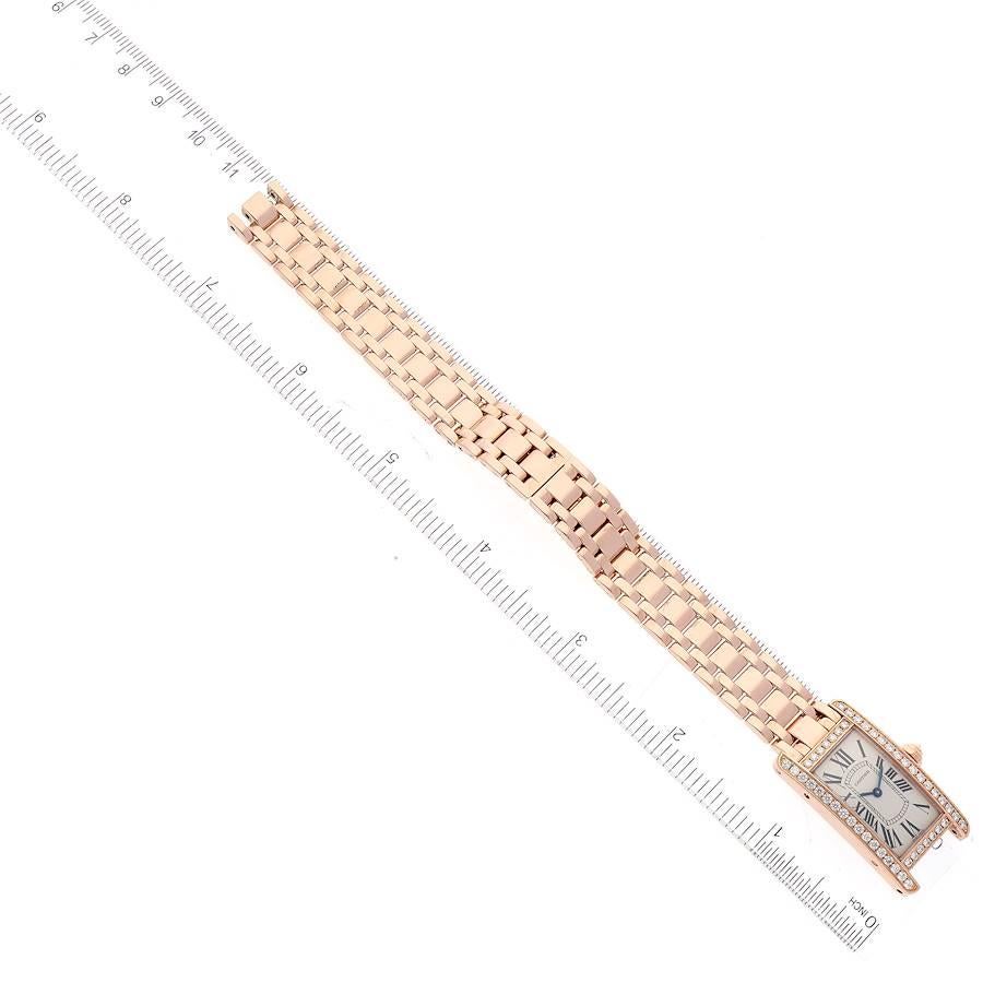 Cartier Tank Americaine 18K Rose Gold Diamond Ladies Watch WB7079M5 For Sale 4
