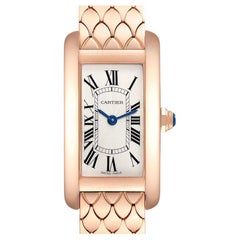 Cartier Tank Americaine 18k Rose Gold Ladies Watch W2620031 Box Papers