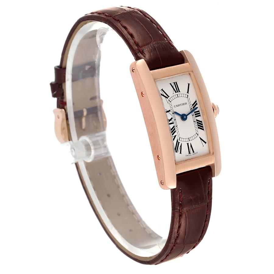 Cartier Tank Americaine 18K Rose Gold Silver Dial Ladies Watch W2607456 In Excellent Condition In Atlanta, GA