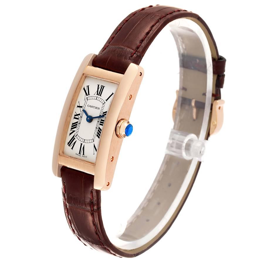 Women's Cartier Tank Americaine 18K Rose Gold Silver Dial Ladies Watch W2607456