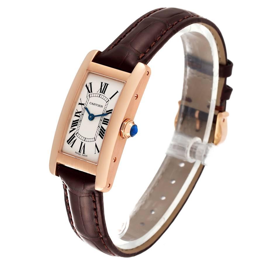 Cartier Tank Americaine 18K Rose Gold Silver Dial Ladies Watch W2607456 In Excellent Condition For Sale In Atlanta, GA