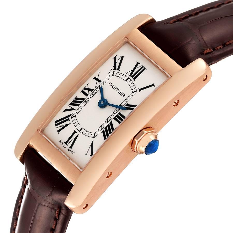 Women's Cartier Tank Americaine 18K Rose Gold Silver Dial Ladies Watch W2607456 For Sale