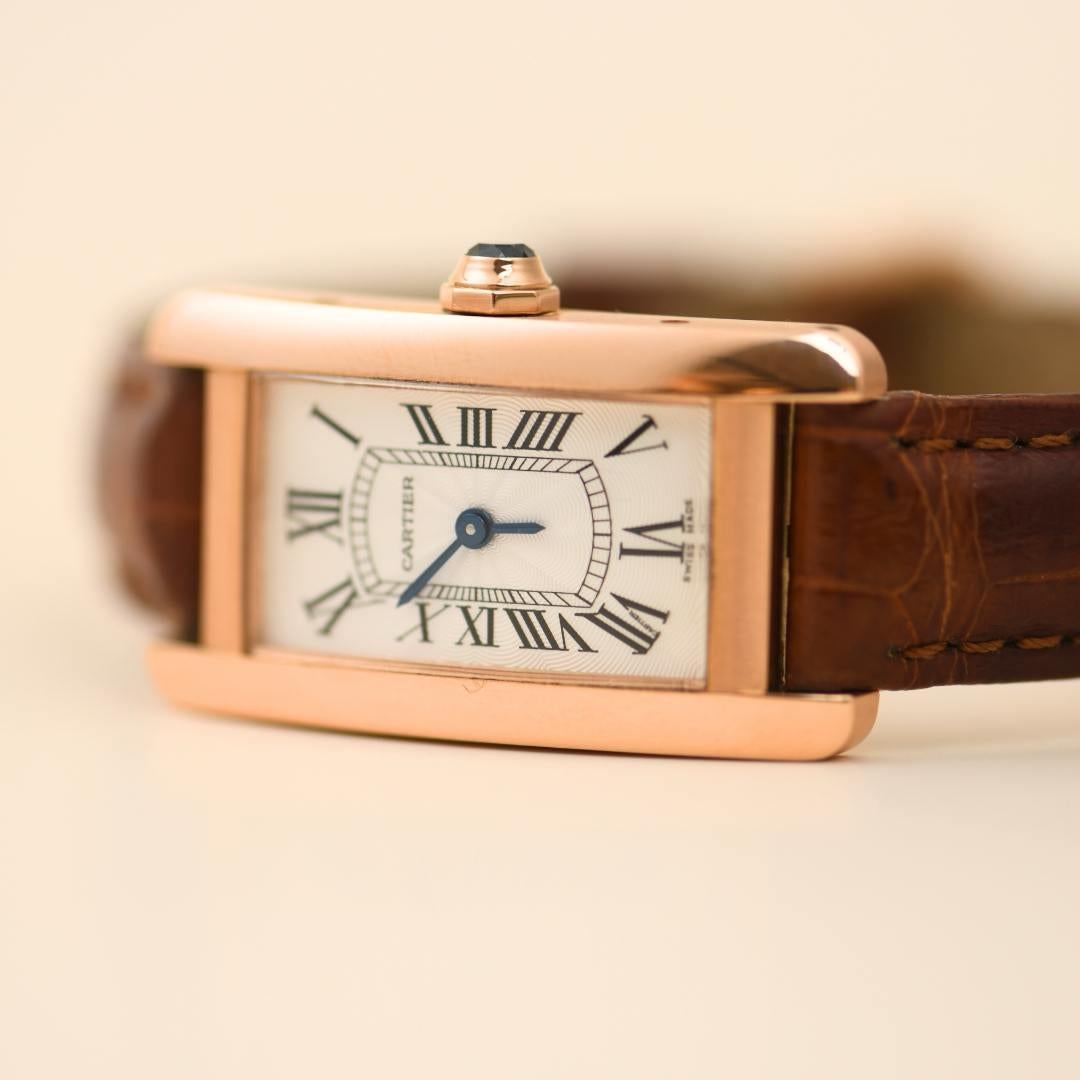 Women's or Men's Cartier Tank Américaine 18K Rose Gold Watch Small Model W2607456