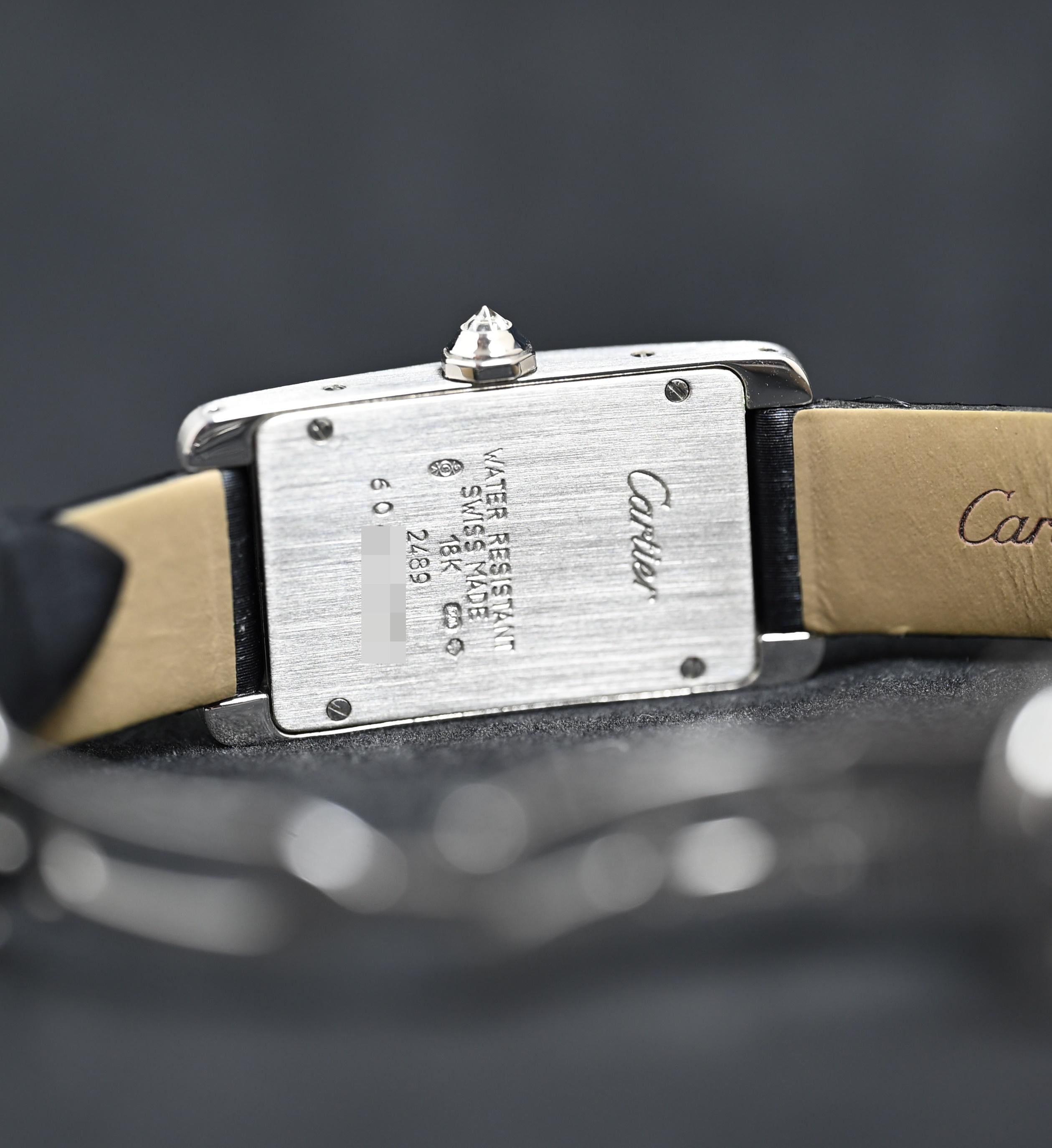 Cartier Tank Americaine 18K WG Diamant Pave Zifferblatt Quarz Ref. 2489, 2000er Jahre 2