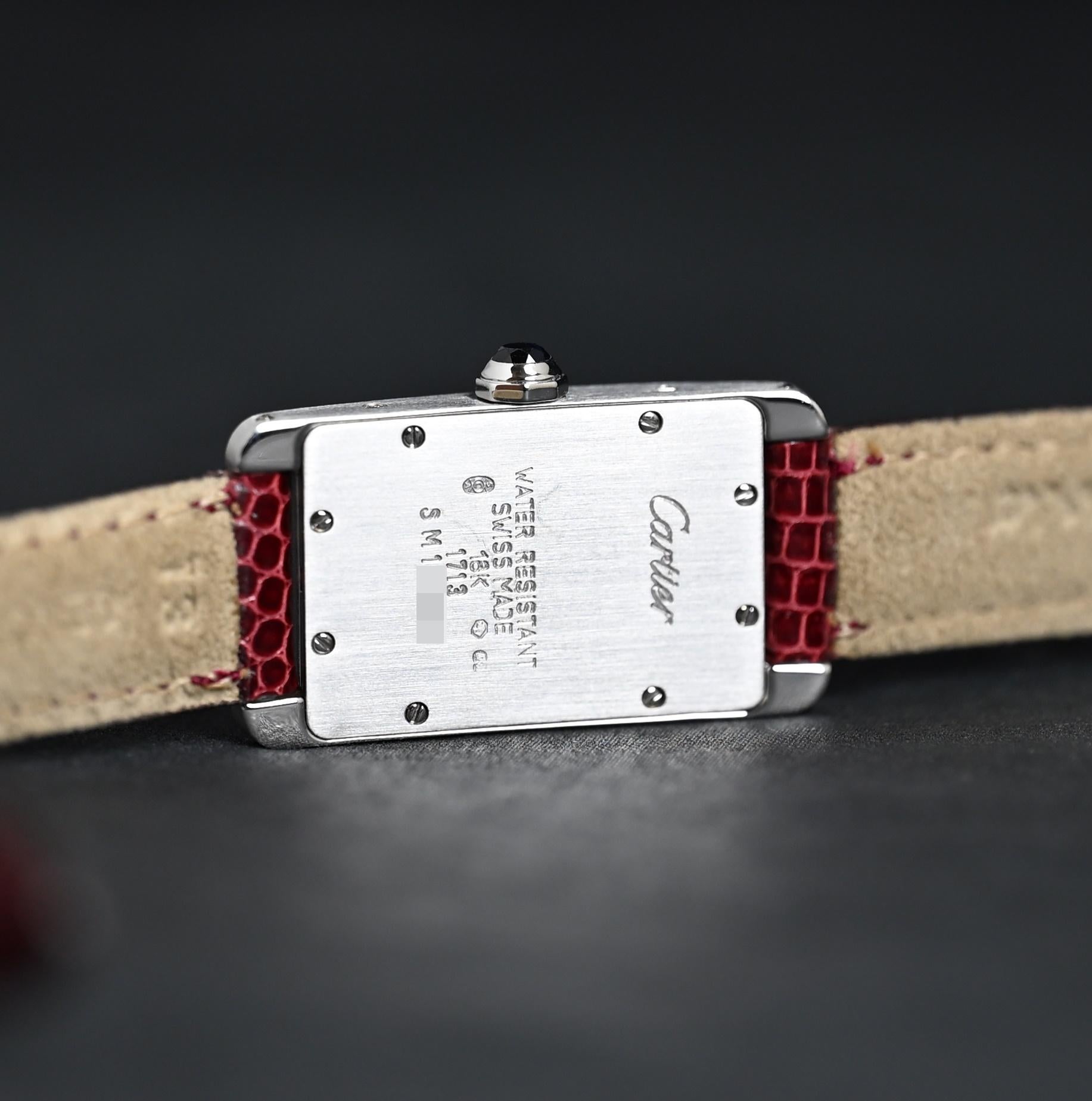 Cartier Tank Americaine 18K WG Quartz 1713 w/ Service Paper. 2000's For Sale 2