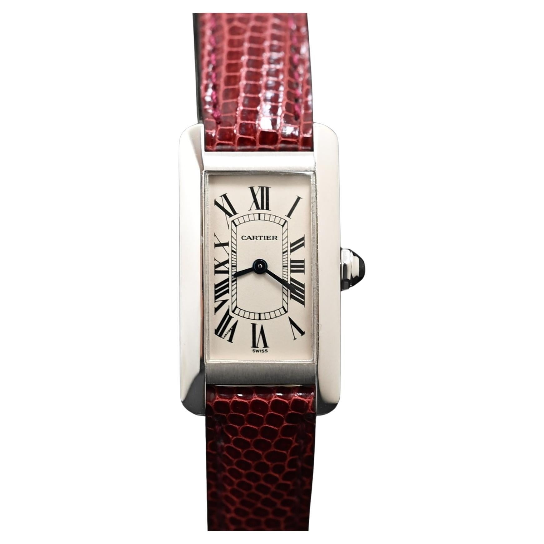 Cartier Tank Americaine 18K WG Quarzo 1713 con carta di servizio. 2000's