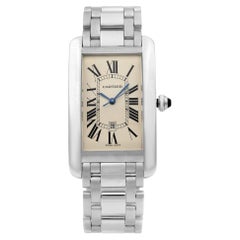 Cartier Tank Americaine 18K White Gold Cream Dial Automatic Mens Watch W2605511