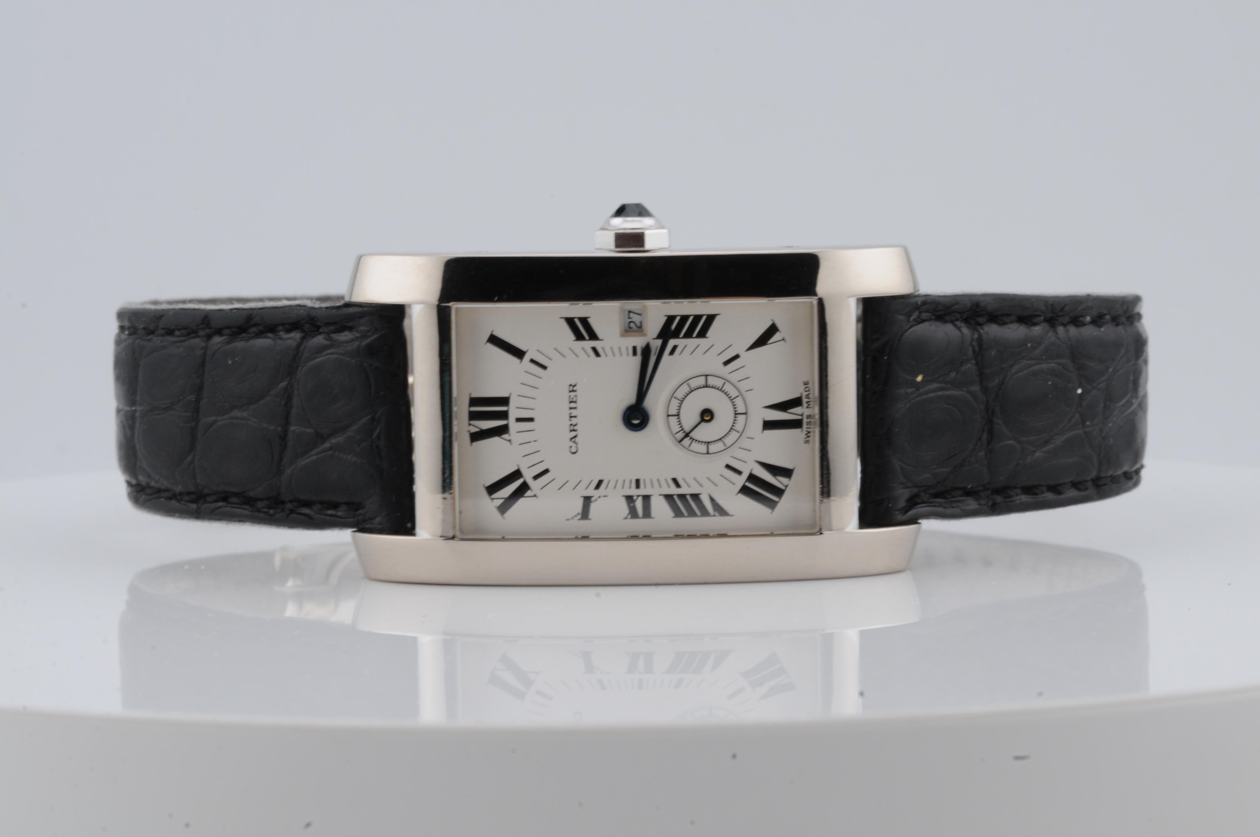 Cartier Tank Américaine 18k White Gold Full Set – 1994 Quartz – Ref. 3012905 In Good Condition For Sale In Berlin, BE