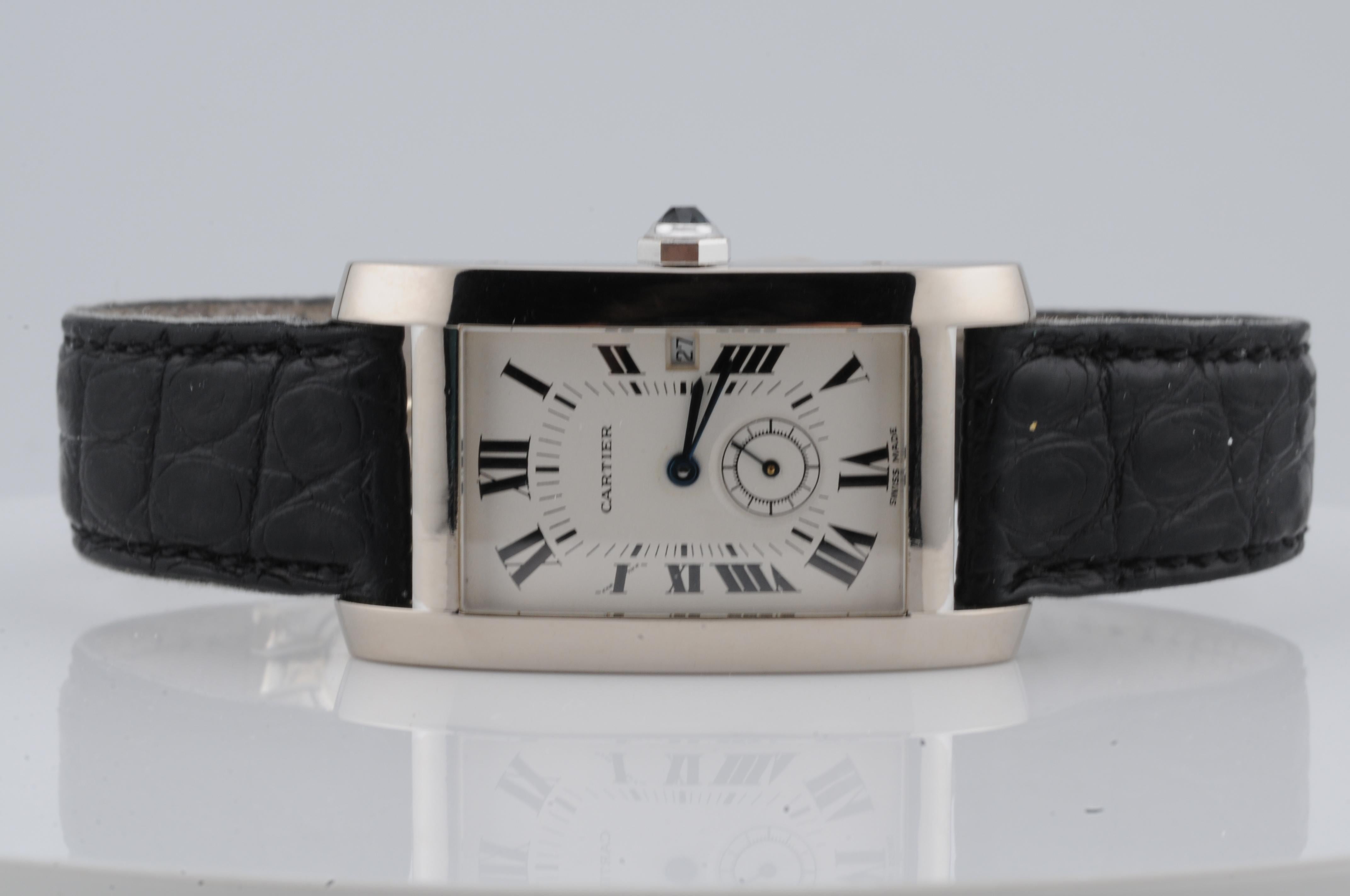 Cartier Tank Américaine 18k White Gold Full Set – 1994 Quartz – Ref. 3012905 For Sale 1
