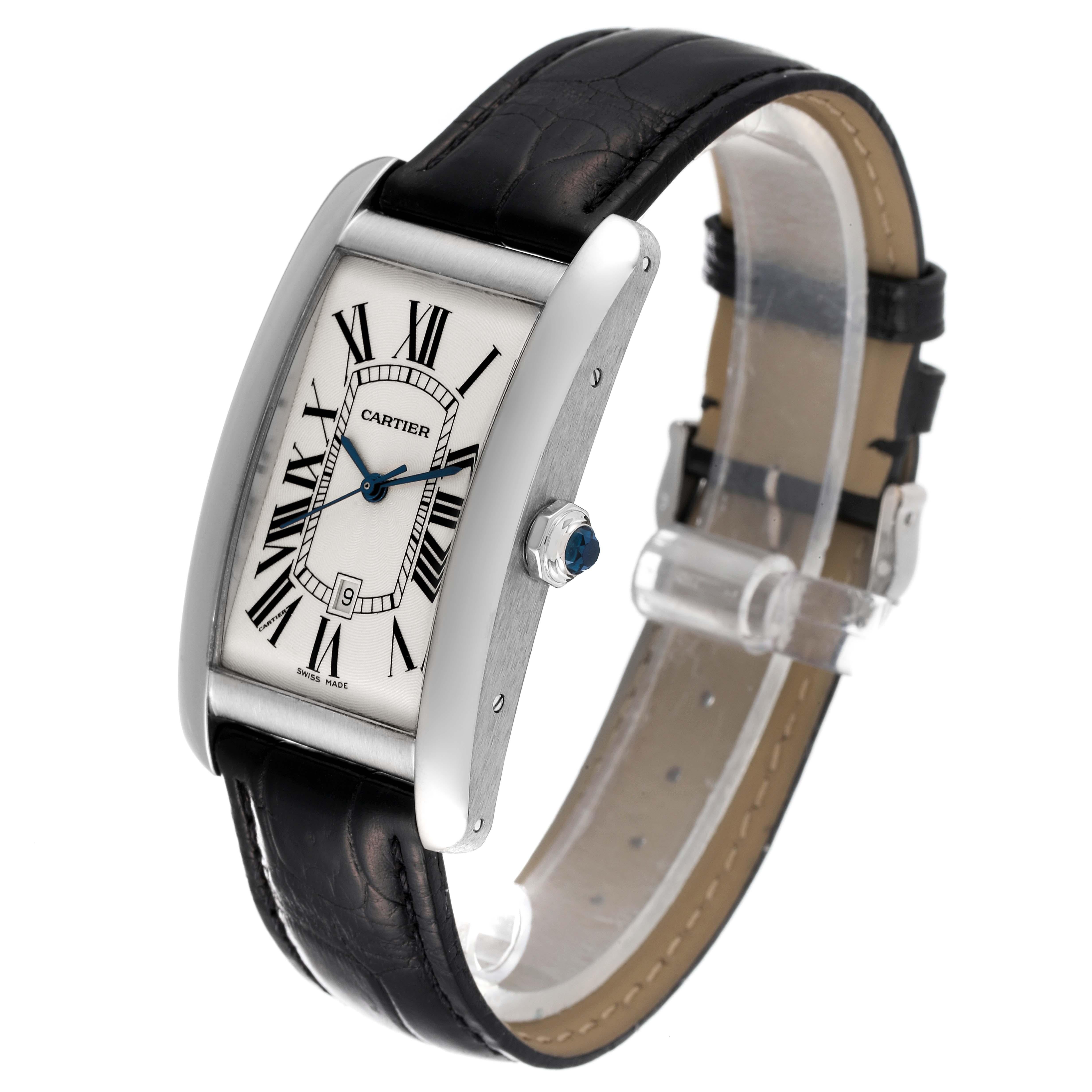 Cartier: 18 Karat Weißgold große Herrenuhr Tank Americaine W2603256 Box Card 1