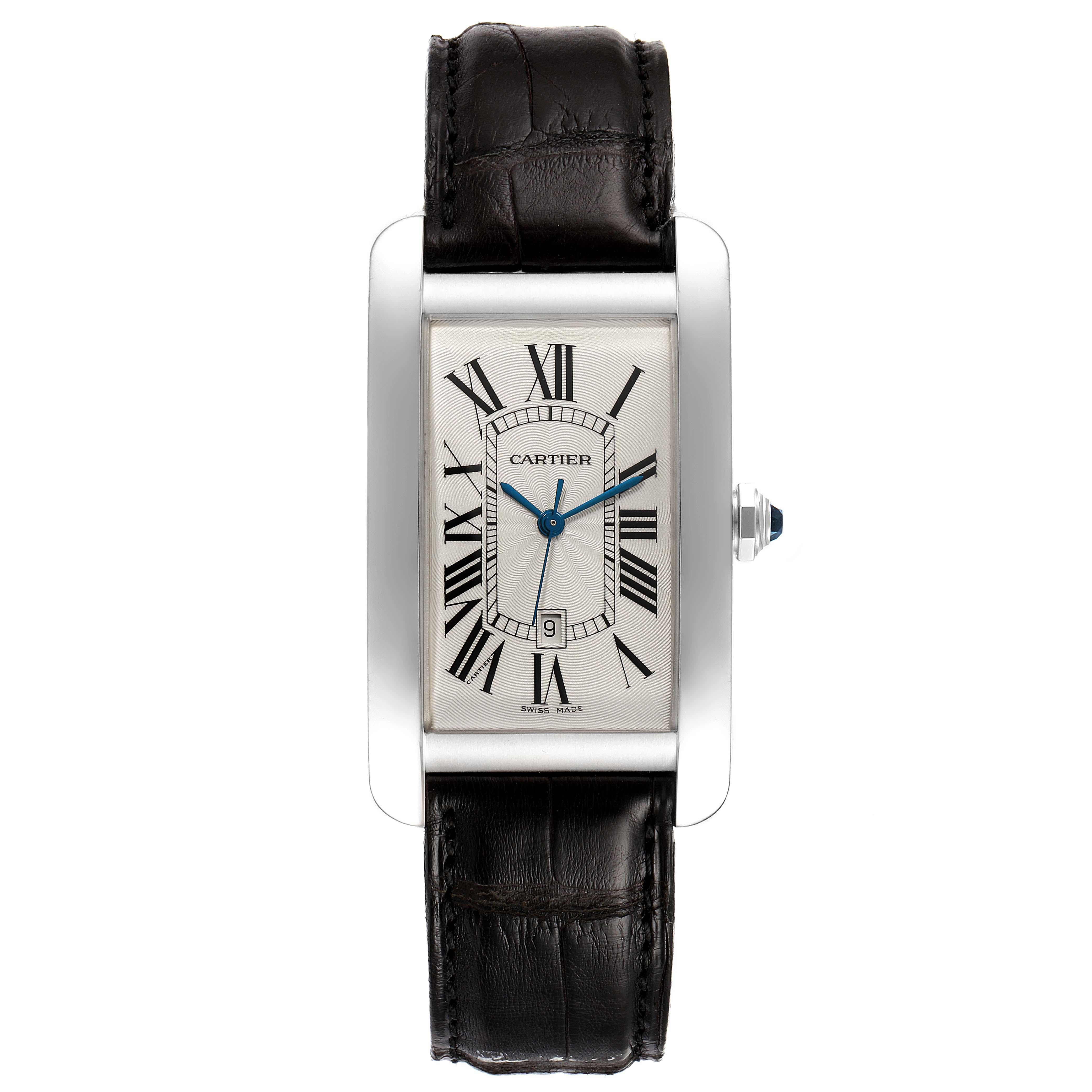 Cartier Tank Americaine 18K White Gold Large Mens Watch W2603256 In Excellent Condition In Atlanta, GA