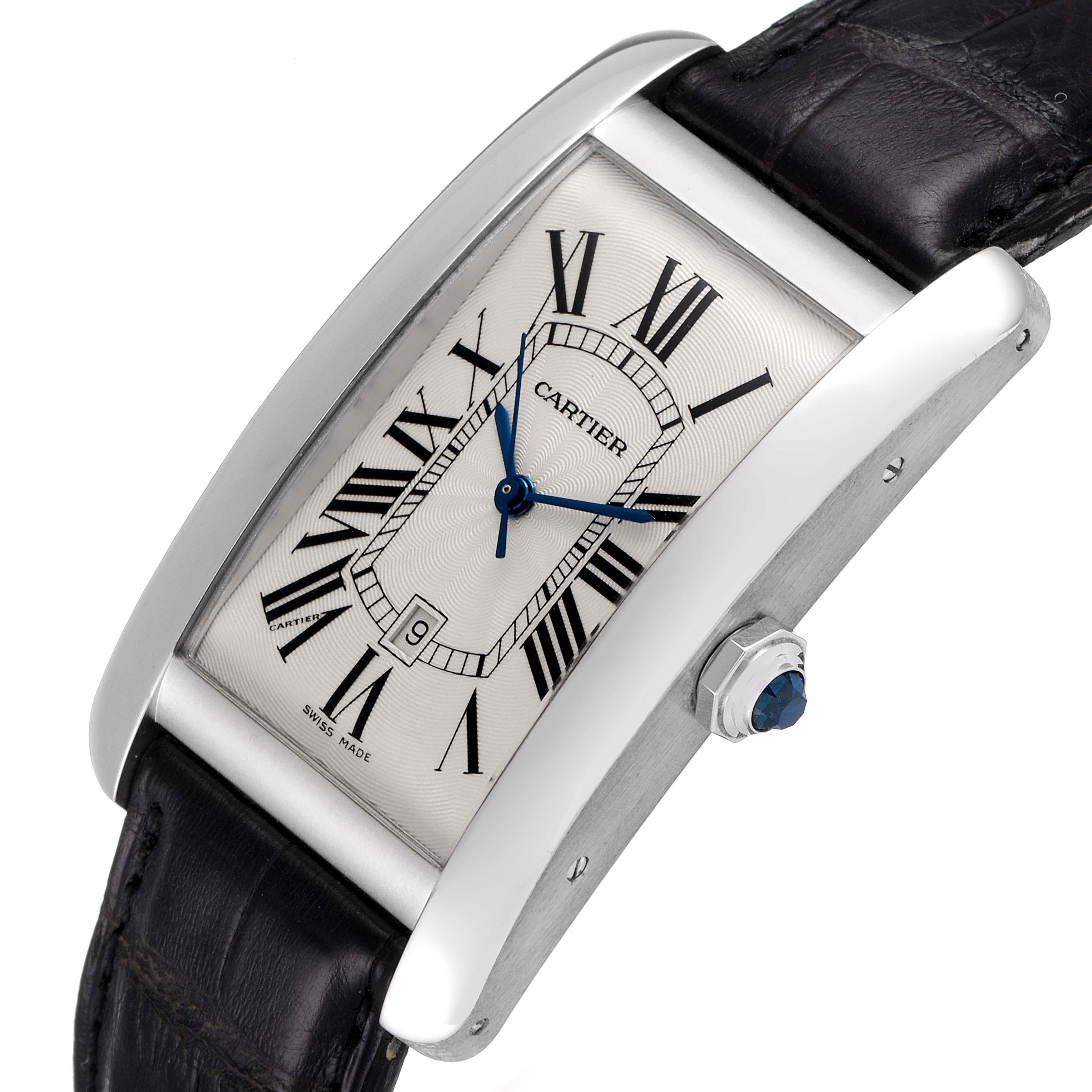 Cartier Tank Americaine 18K White Gold Large Mens Watch W2603256 2