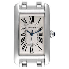 Cartier Tank Americaine 18K White Gold Large Mens Watch W26032L1 Box Papers