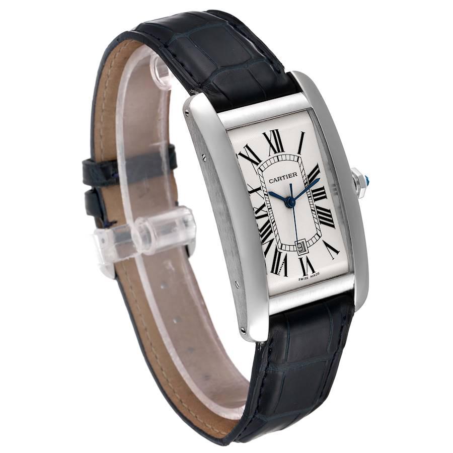 Cartier Tank Americaine 18K White Gold Large Silver Dial Mens Watch W2603256 In Excellent Condition For Sale In Atlanta, GA