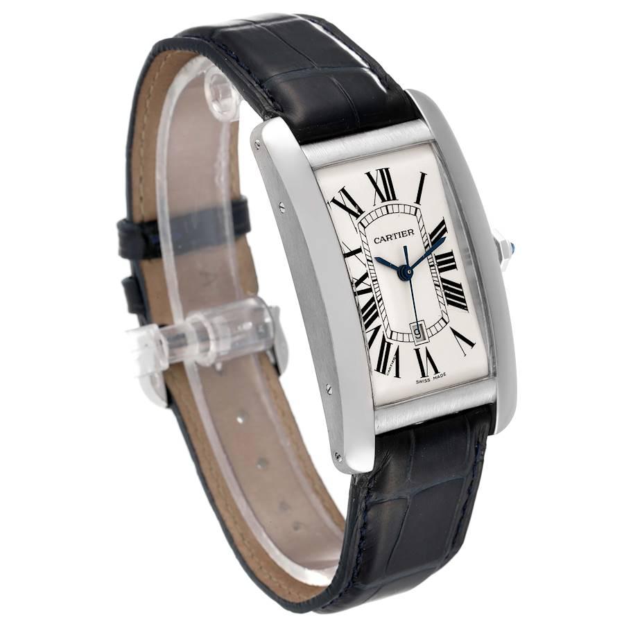 Cartier Tank Americaine 18K Weißgold großes Silber Zifferblatt Herrenuhr W2603256 im Zustand „Gut“ in Atlanta, GA