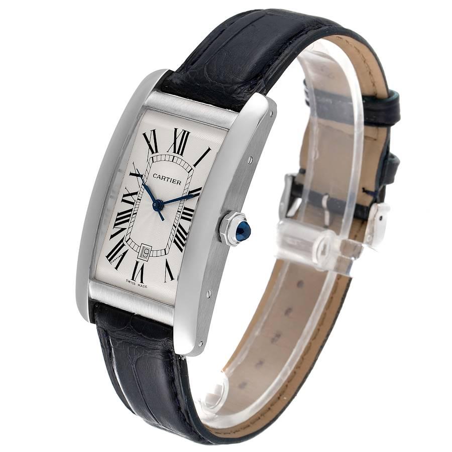 Men's Cartier Tank Americaine 18K White Gold Large Silver Dial Mens Watch W2603256