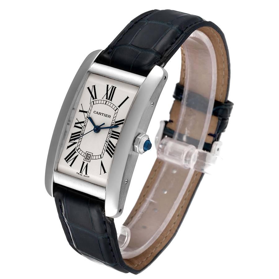 Men's Cartier Tank Americaine 18K White Gold Large Silver Dial Mens Watch W2603256