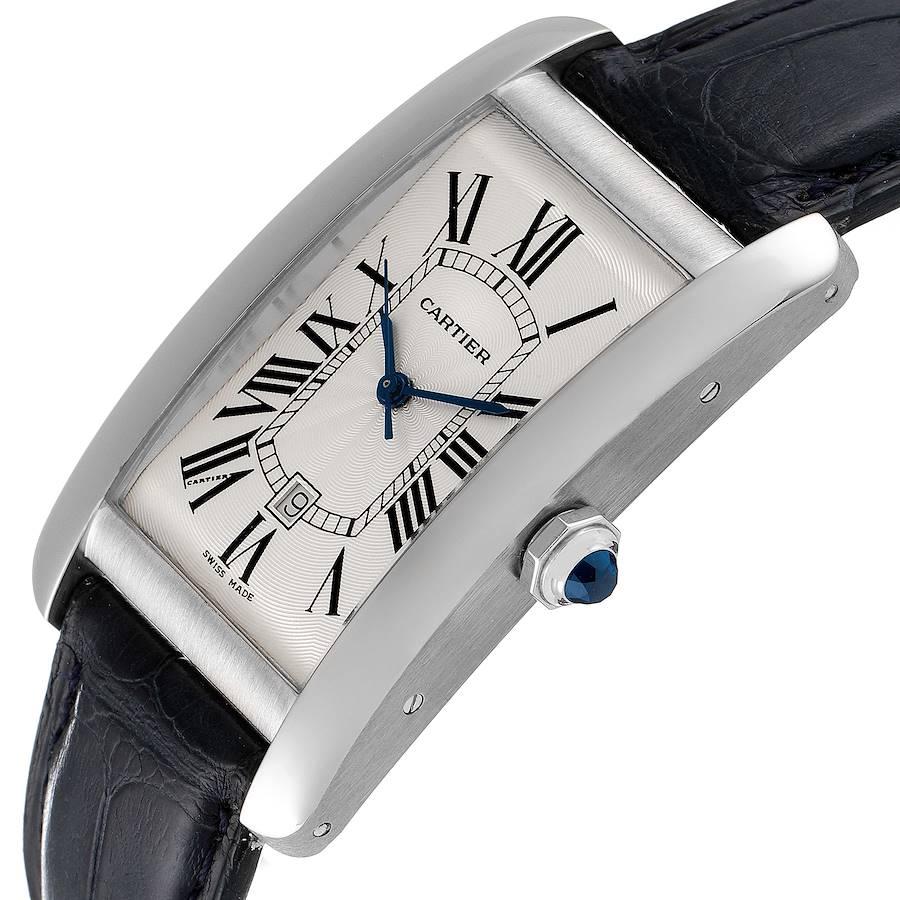 Cartier Tank Americaine 18K White Gold Large Silver Dial Mens Watch W2603256 For Sale 1
