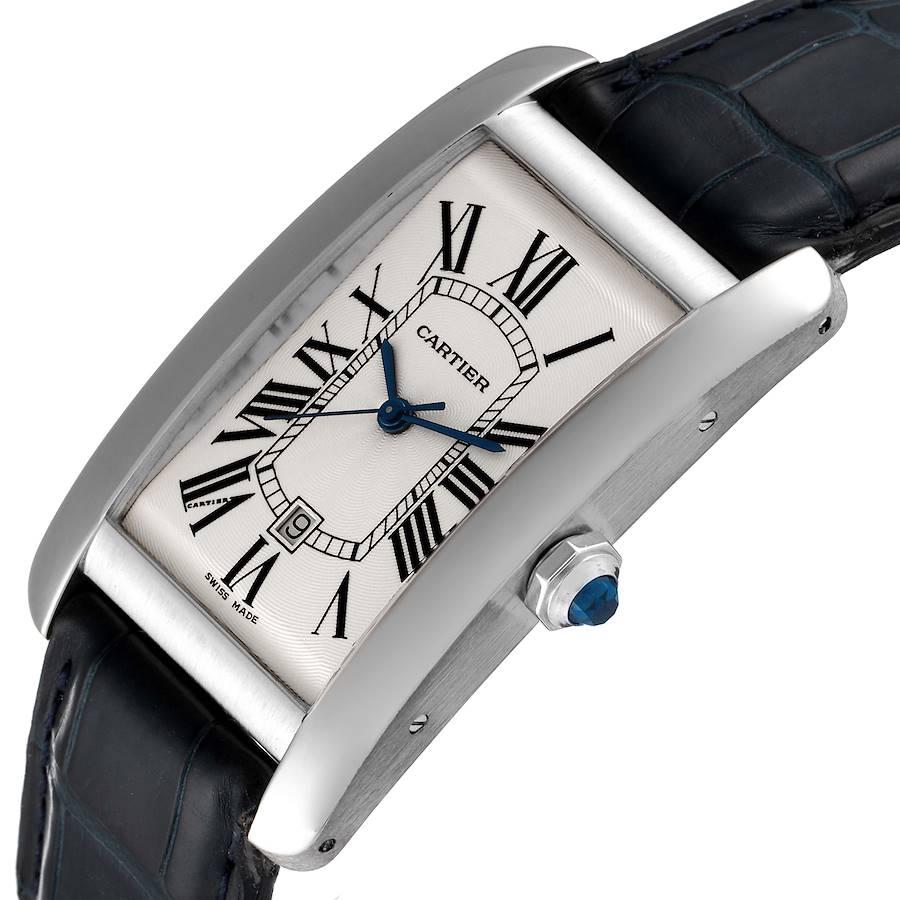 Cartier Tank Americaine 18K White Gold Large Silver Dial Mens Watch W2603256 1