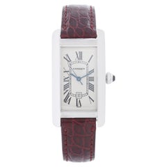 Vintage Cartier Tank Americaine 18k White Gold Men's or Ladies Midsize Watch W2603656 2