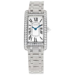 Cartier Tank Americaine 18k white gold Quartz Wristwatch Ref WB7073L1