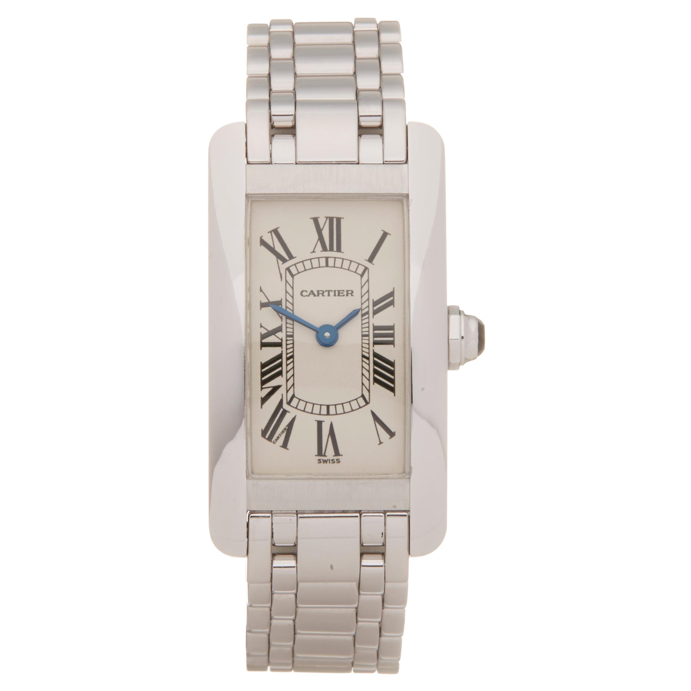 Cartier Tank Americaine 18 Karat White Gold W26019l1 or 1713 Wristwatch