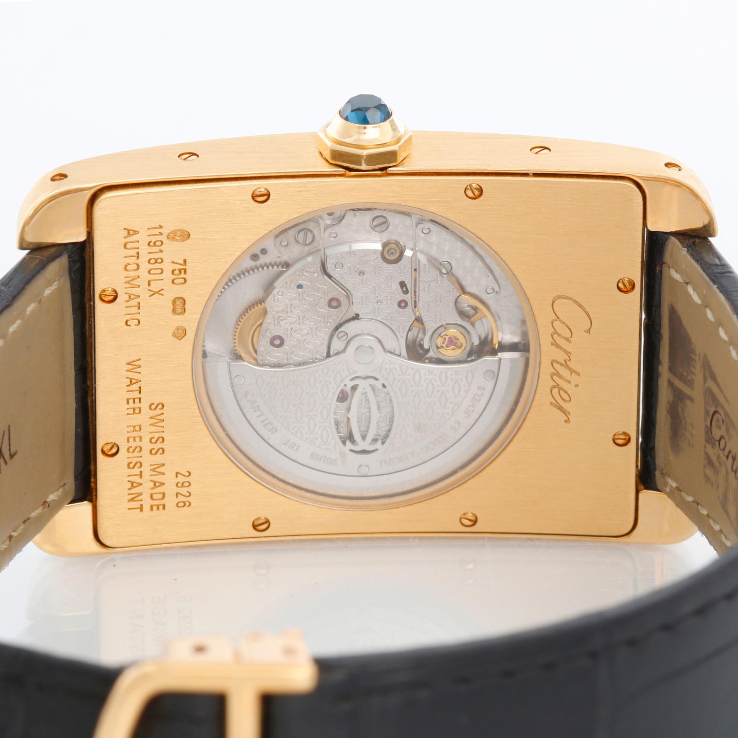 Cartier Tank Americaine 18k Yellow Gold Automatic XL Mens In Excellent Condition In Dallas, TX