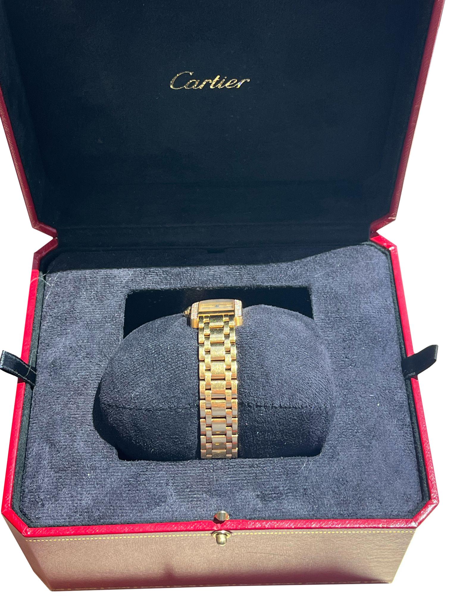 Cartier Tank Americaine - Orologio da donna con lunetta di diamanti in oro giallo 18 carati W528634 in vendita 12