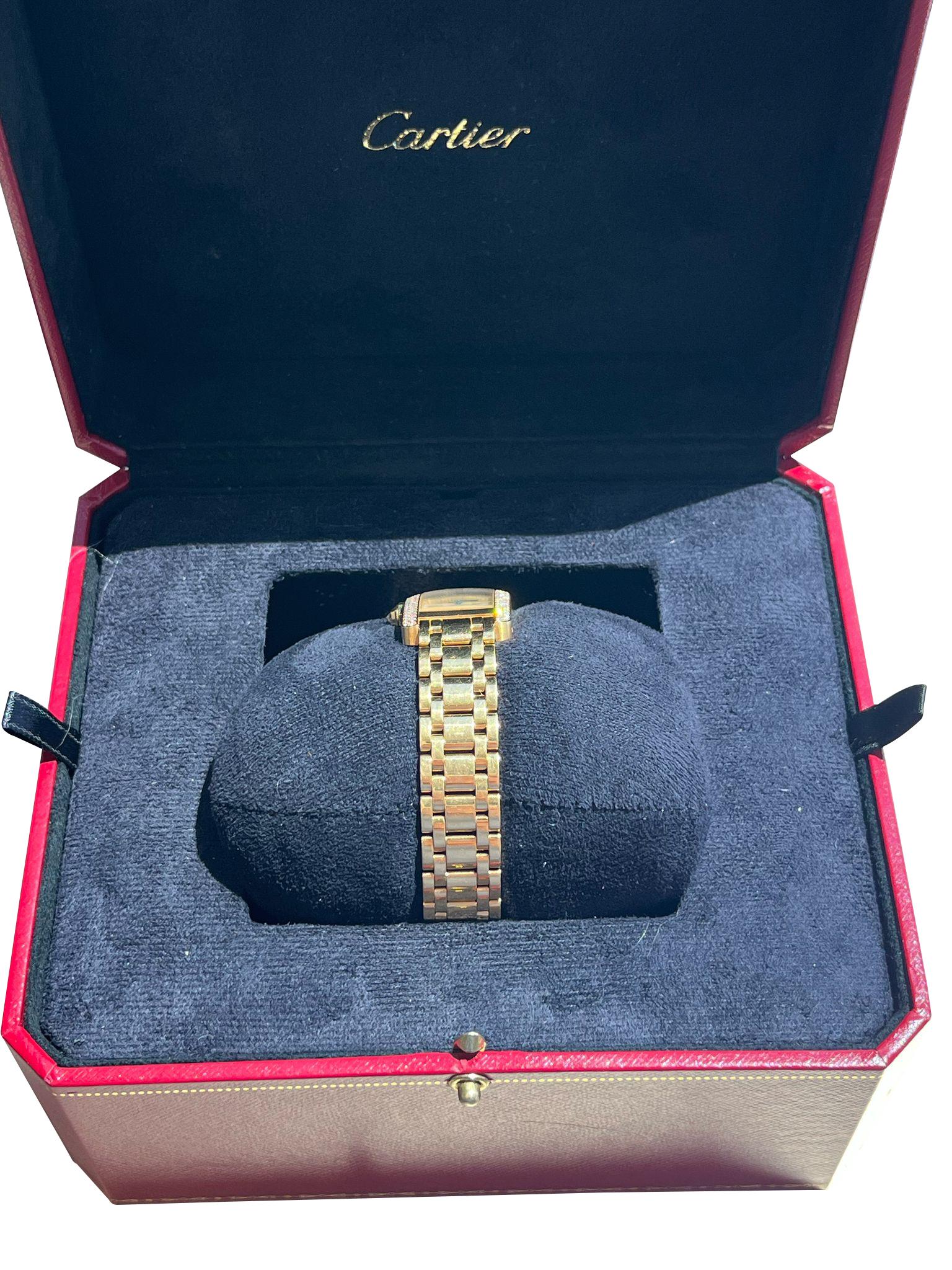 Cartier Tank Americaine - Orologio da donna con lunetta di diamanti in oro giallo 18 carati W528634 in vendita 13
