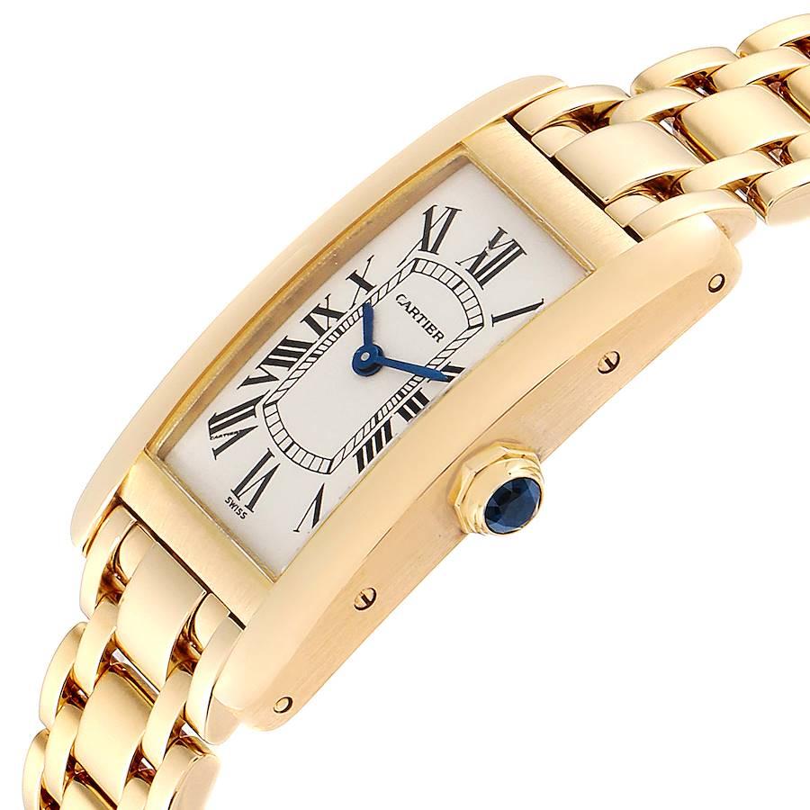 Women's Cartier Tank Americaine 18 Karat Yellow Gold Ladies Watch W26015K2 For Sale