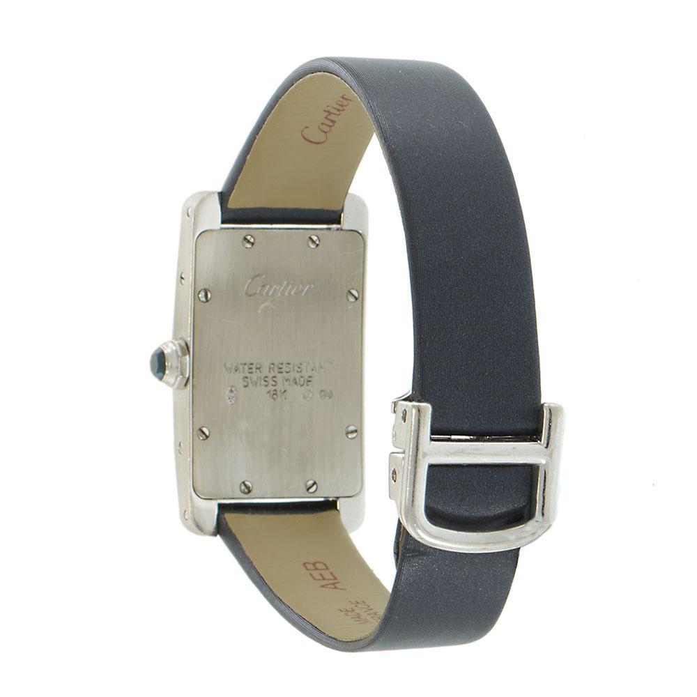 Cartier Tank Américaine 18KT White Gold Blue Dial 19x35MM – Quartz For Sale 2