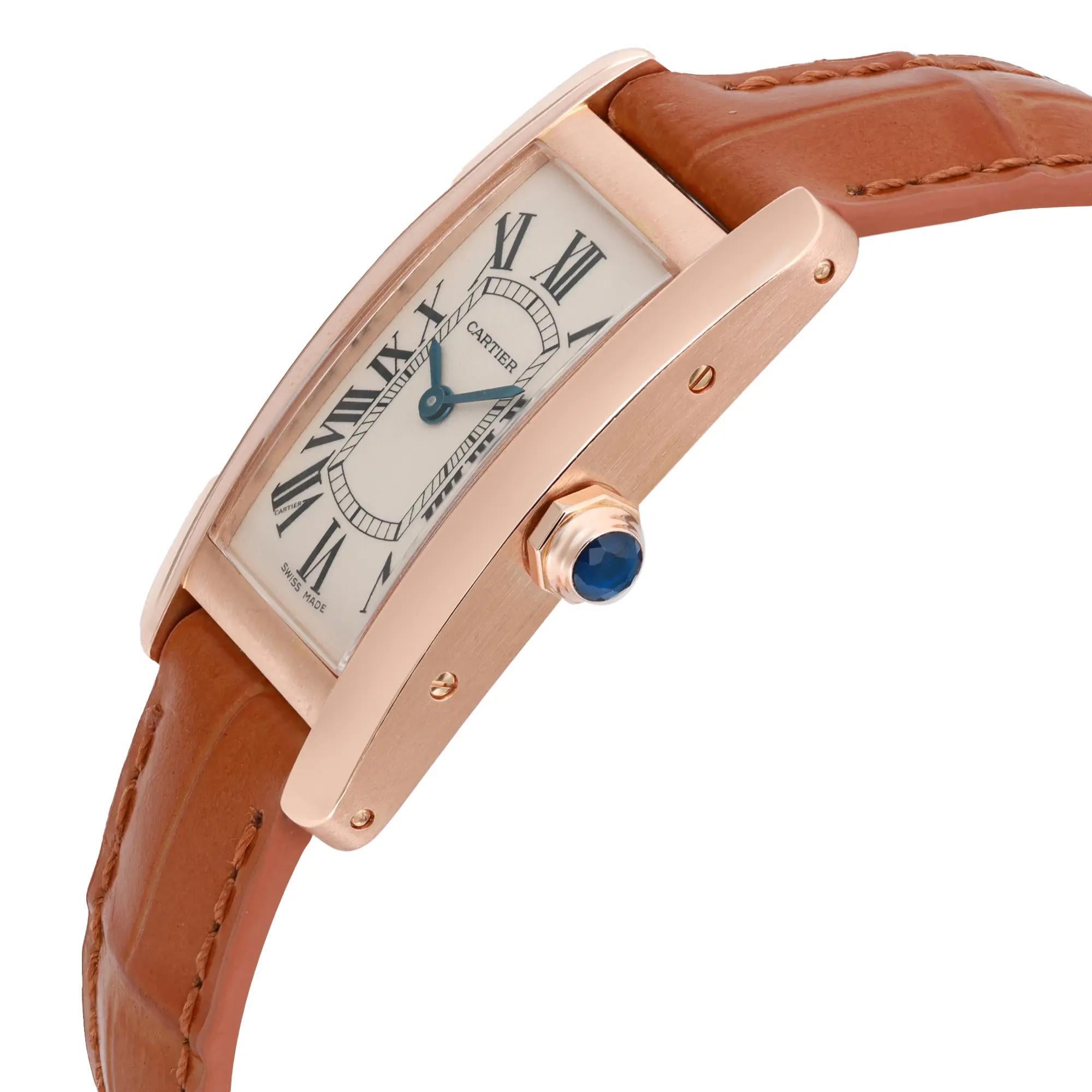 Cartier Tank Americaine 19MM 18K Rose Gold Cream Dial Quartz Watch W2607456 2503 In Good Condition In New York, NY