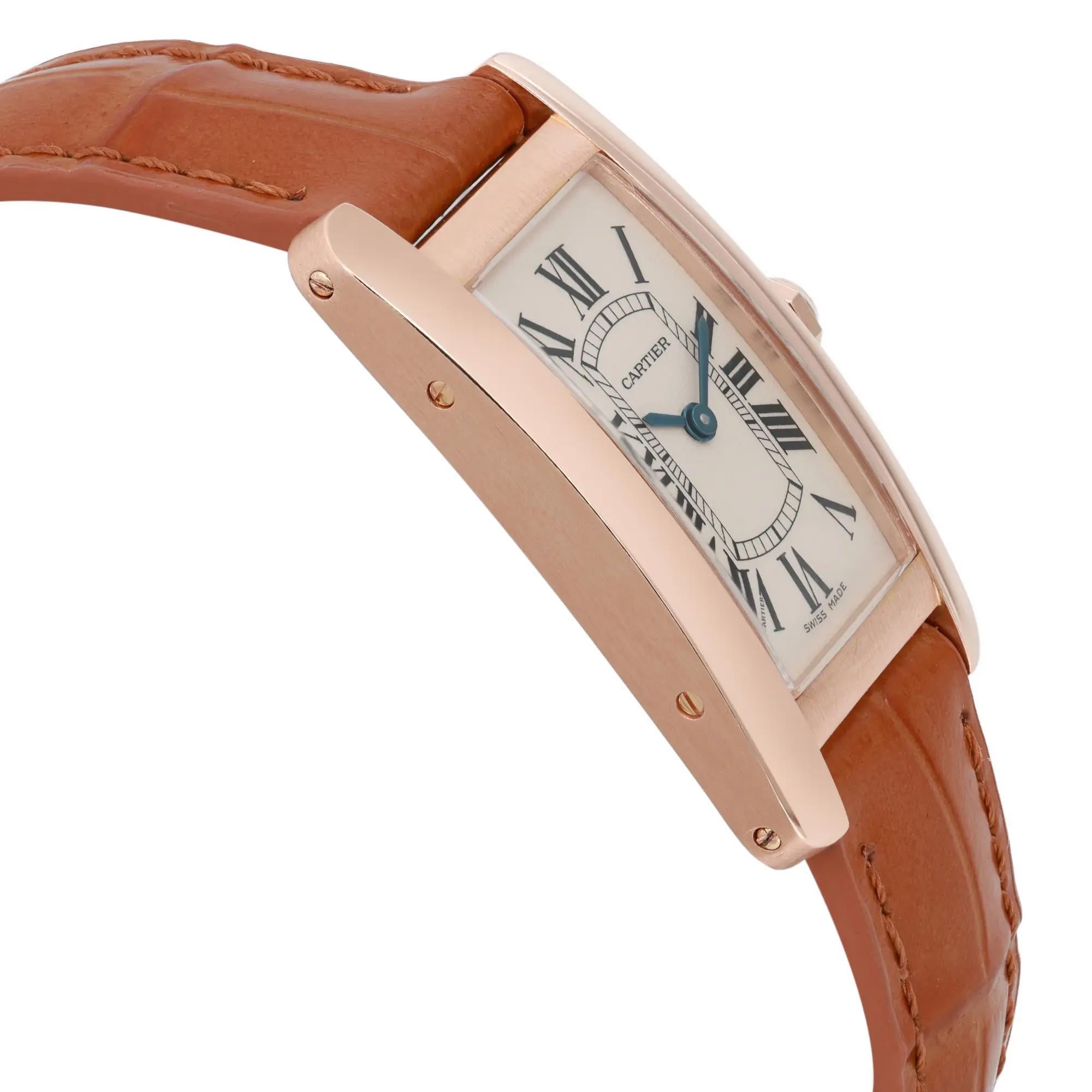 Women's Cartier Tank Americaine 19MM 18K Rose Gold Cream Dial Quartz Watch W2607456 2503