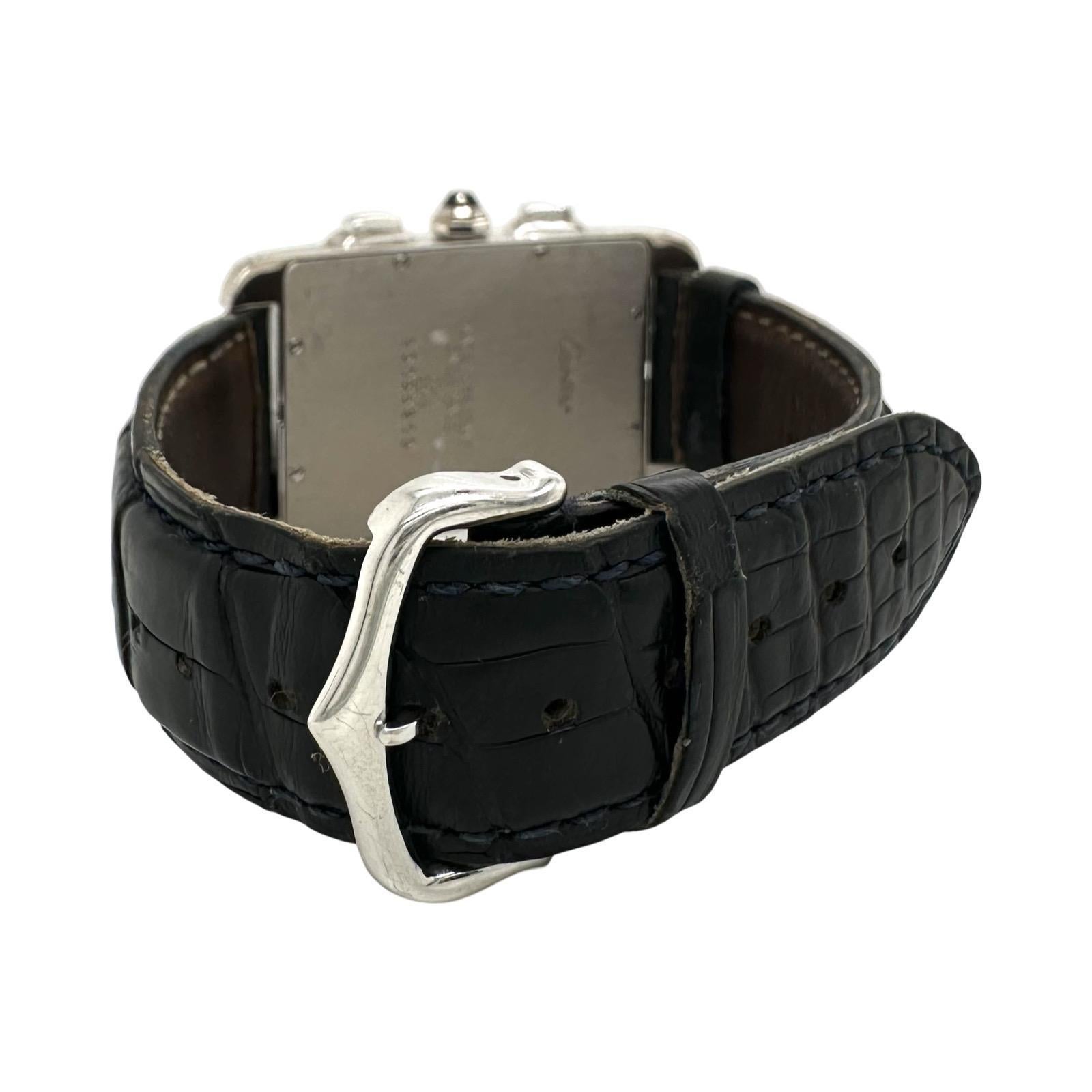Taille cabochon Cartier Tank Americaine 2312 Chronographe en or blanc 18 carats 27 mm en vente