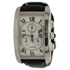 Cartier: 18 Karat Weißgold 27 mm Uhr Tank Americaine 2312 Chronograph