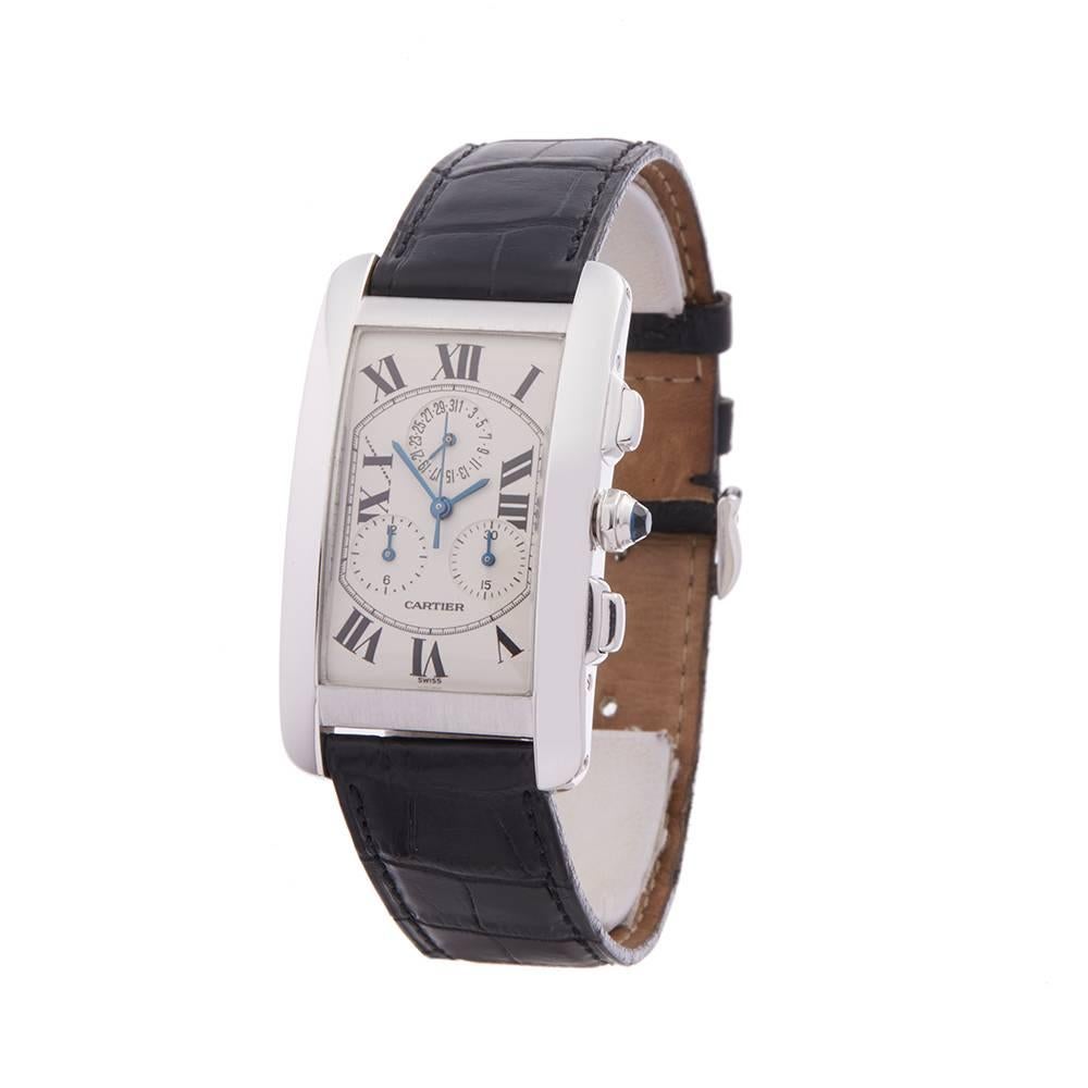 Ref: COM1422
Manufacturer: Cartier
Model: Tank Americaine
Model Ref: 2312
Age: 
Gender: Mens
Complete With: Box & Cartier Service Papers Dated 22/1/16
Dial: White Roman 
Glass: Sapphire Crystal
Movement: Quartz
Water Resistance: To Manufacturers