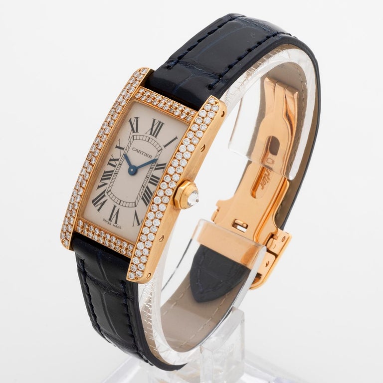 Cartier Tank Americaine, 2482, 18K Yellow Gold / Diamonds, Full Set In Excellent Condition For Sale In Canterbury, GB