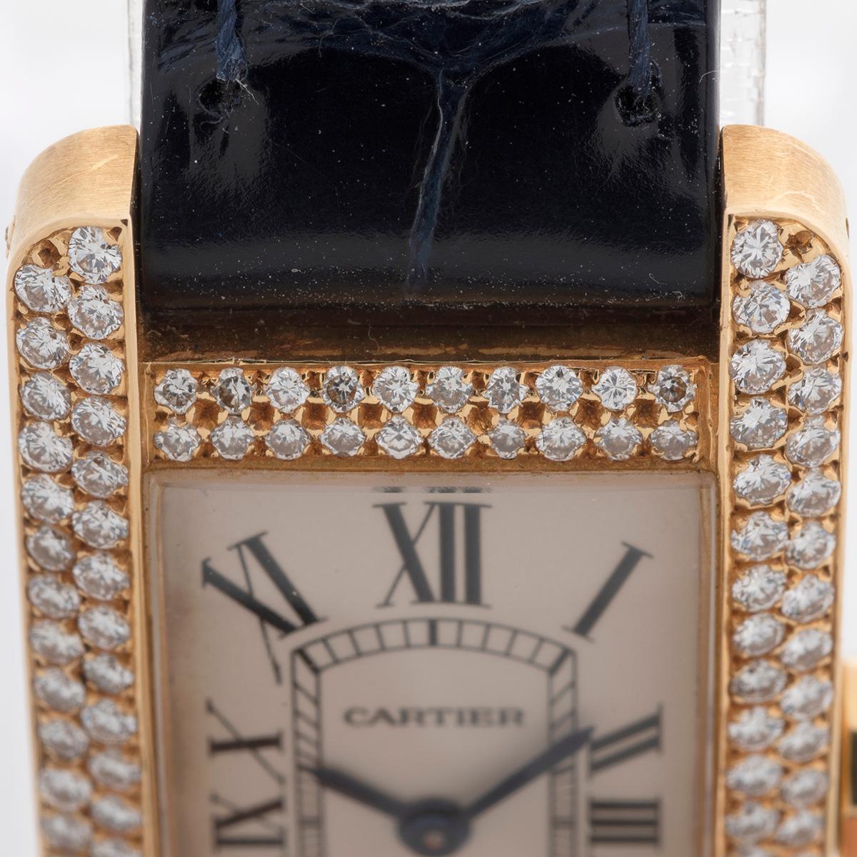 Women's Cartier Tank Americaine, 2482, 18K Yellow Gold / Diamonds, Full Set