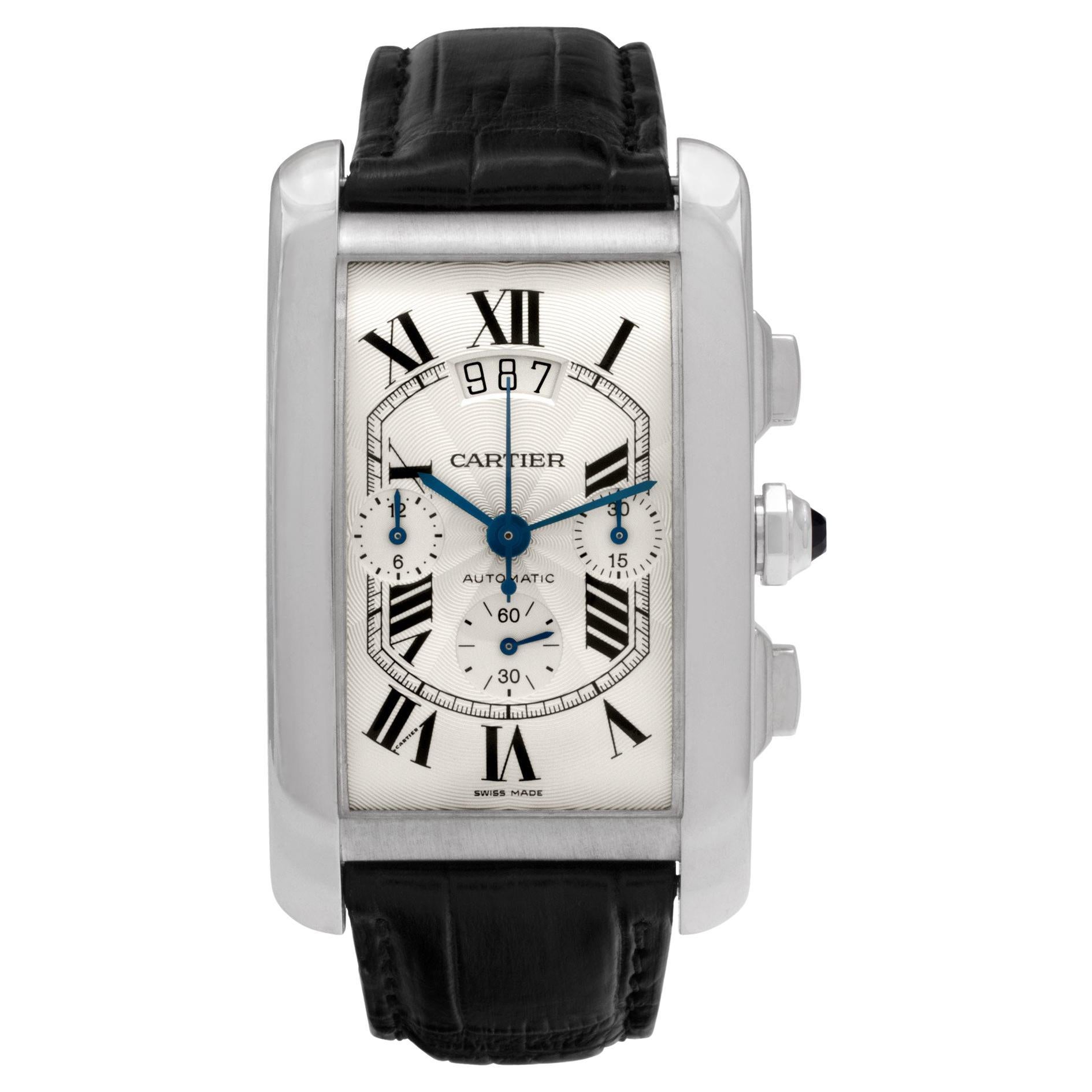 Cartier Tank Americaine in 18k White Gold Watch with Subseconds